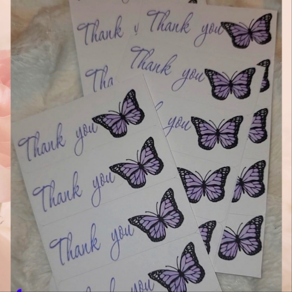 60 ct Beautiful Stickers lavender butterfly - Picture 2 of 2